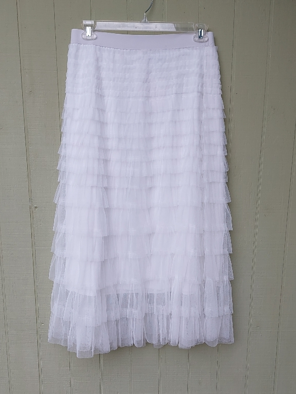 NWT White Tiered Ruffle Tulle Maxi Skirt Sz XL